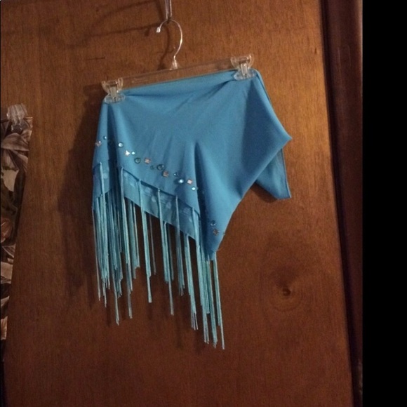NWOT Turquoise blue with bling:gems & fringe scarves/sarongs- OS ZUMBA DANCE - Picture 1 of 5